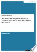 Die Bedeutung der peisistratidischen Tyrannis für die Entstehung der attischen Demokratie
