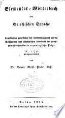 Elementar-worterbuch der griechischen sprache
