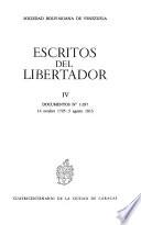 Escritos del libertador: Documentos no. 1-287. 14 octubre 1795-5 agosto 1813