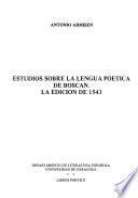 Estudios sobre la lengua poética de Boscán
