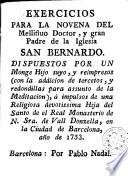 Exercicios para la novena del mellieluo doctor y gran padre de la Iglesia San Bernardo