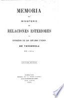 Exposición que dirige al Congreso Nacional en sus sesiones constitucionales de ... el ciudadano Ministro de Relaciones Exteriores