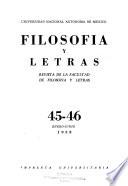 Filosofia y letras; revista de la Facultad de filosofia y letras