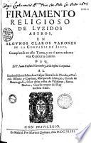 Firmamento religioso de luzidos astros, en algunos claros varones de la Compañia de Jesus... por el. P. Juan Eusebio Nieremberg