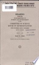 Fiscal Year 2001 Climate Change Budget Authorization Request