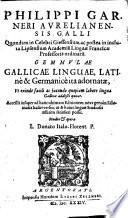 Gemmulae Gallicae linguae, Latinè & Germanicè ita adornatae