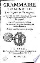 GRAMMAIRE ESPAGNOLLE, EXPLIQUE'E EN FRANCOIS