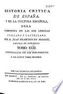 Historia crítica de España y de la cultura Española, compuesta en italiano y en español