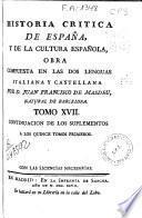 Historia critica de España y de la cultura española