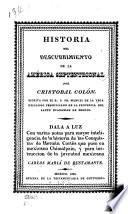 Historia del descubrimiento de la América septentrional por Cristobal Colón