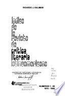 Índice de la Revista de crítica literaria latinoamericana