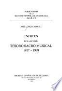 Indices de la revista Tesoro Sacro Musical, 1917-1978