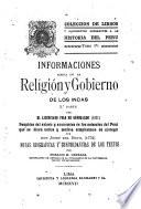 Informaciones acerca de la religión y gobierno de los Incas