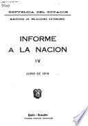 Informe a la nación del Ministro de Relaciones Exteriores
