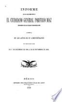 Informe del ciudadano general Porfirio Diaz