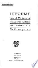 Informe que presenta el Ministro de Relaciones Exteriores