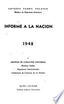 Informe que presenta el Ministro de Relaciones Exteriores