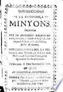 Instruccions per la ensenyança de minyons