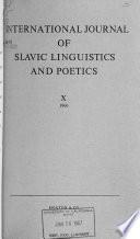 International Journal of Slavic Linguistics and Poetics