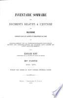 Inventaire sommaire des documents relatifs à l'histoire de Suisse
