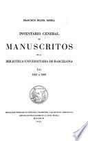 Inventario general de manuscritos de la Biblioteca Universitaria de Barcelona