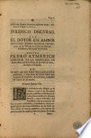 Juridico discurso por el dotor en ambos derechos Joseph Blanch, presbytero en la villa de San Felio de Guixols,... contra Pedro Aymerich, labrador de la parroquia de Santa Maria de Bell-lloch de la Valle de Aro,...
