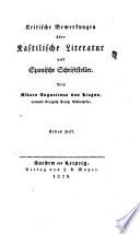 Kritische Bemerkungen über Kastilische und Portugiesische Literatur, so wie über Spanische und Portugiesische Schriftsteller