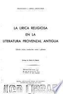 La lirica religiosa en la literatura provenzal antigua