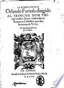 La primera parte de Orlando furioso dirigido al principe don Philipe nuestro señor: traduzido en romance castellano por don Ieronimo de Vrrea. Corregido segunda vez por el mismo