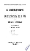 Las religiones, literatura y constitución social de la India