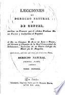 Lecciones de derecho natural y de gentes