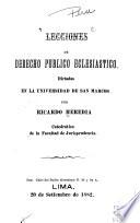 Lecciones de derecho publico eclesiastico