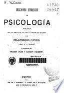Lecciones sumarias de psicología explicadas en la Escuela de Institutrices de Madrid