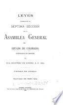 Leyes pasadas en la ... sesion de la Asembléa general del estado de Colorado