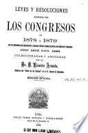 Leyes y resoluciones de los Congresos ordinario y extraordinario