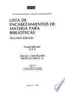 Lista de encabezamientos de materia para bibliotecas