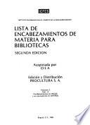 Lista de encabezamientos de materia para bibliotecas: Mat-Z. Encabezamientos en inglés y sus equivalentes en espanõl
