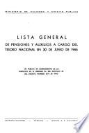 Lista general de pensiones y auxilios a cargo del Tesoro nacional