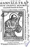 Manuale, fratrum ordinis Minimorum, sancti Francisci de Paula