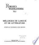 Mélanges de langue et de littérature