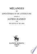 Mélanges de linguistisque et de littérature offerts à Alfred Jeanroy
