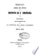 Memoria acerca del estado del Instituto de Segunda Enseñanza de Tortosa