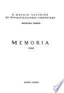 Memoria - Consejo Superior de Investigaciones Científicas