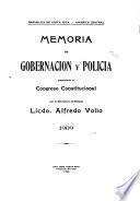 Memoria de gobernación y policía presentada al Congreso Constitucional de ... por el señor Secretario de Estado en el Despacho de esas Carteras ....