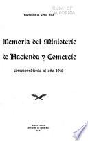 Memoria de Hacienda y Comercio