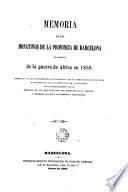 Memoria de los donativos de la provincia de Barcelona con motivo de la guerra de África en 1859