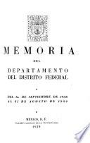 Memoria del Departamento del Distrito Federal