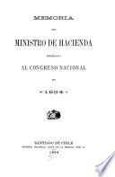 Memoria del Ministrio de Hacienda presentada al Congreso nacional