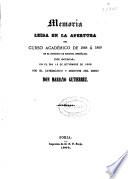 Memoria leida en la apertura del curso académico de ... en el Instituto Provincial de 2a. Enseñanza de Soria