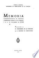 Memoria presentada al Congreso de la nación
